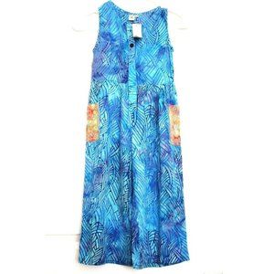 Girls Jumpsuit Blue Hand painted Tie Die Batik Size 4 NWT